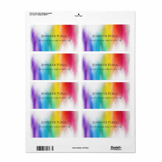 Geel Oranje Blauw Roze Rood Paars Modern Etiket (Full Sheet)