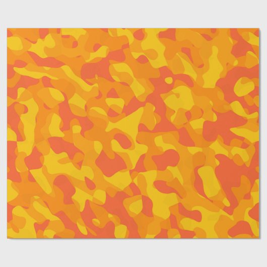Geel Oranje Camouflage Print Patroon Cadeaupapier (Vlak)
