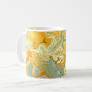 Geel, Oranje en Groen Abstracte Vloeibare Kunst Koffiemok