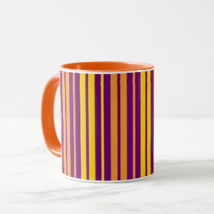 Geel Oranje en Paarse Verticale Strepen Patroon Mok