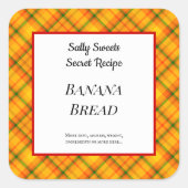 Geel Oranje Gingham Pset Custom Baking Stickers (Voorkant)