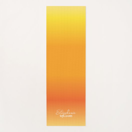 Geel-Oranje Gradient Yoga Mat met Aangepaste Naam (Voorkant)