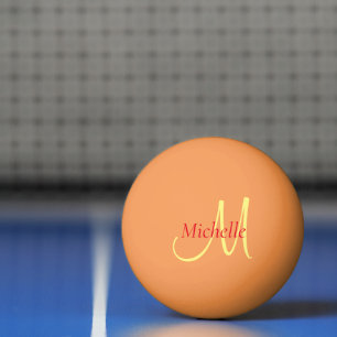 Geel Oranje Monogram Initiaal Moderne Sjabloon Pingpongballen