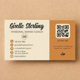Geel Oranje QR-code Foto Monogram Social Media Visitekaartje
