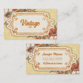Geel Oranje  Retro Floral Visitekaartje (Voorkant / Achterkant)