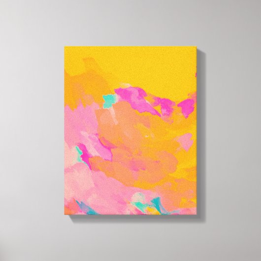 Geel Oranje Roze heldere, kleurrijke Abstracte kun Canvas Afdruk (Voorkant)
