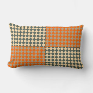 Geel Oranje Taupe Geruit Diamant Patroon Kussen