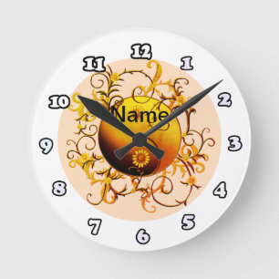 Geel oranje Tribale Yin Yang klok