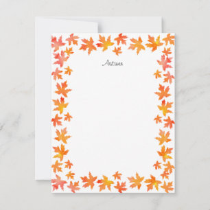 Geel Oranje Waterverf Maple Leaves Garland Notitiekaartje