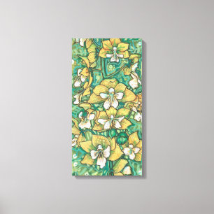 Geel orchidee Tropische bloemen Canvas Afdruk