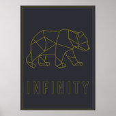 Geel origami beer bevestiging poster. oneindigheid poster (Voorkant)