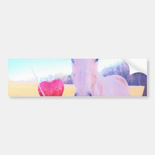 Geel paard en rood hart bumpersticker