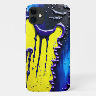 Geel Paars blauw zwart vivid Abstract iPhone 11 Hoesje