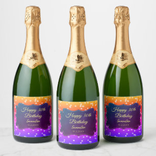 Geel Paars Confetti Sparkling Wijnetiket
