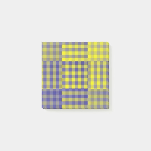 Geel Paars Geruit Patchwork Patroon Post-it® Notes (Voorkant)