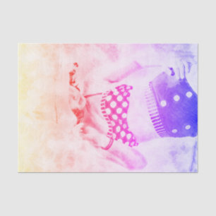  Geel Paars Retro Girl Polka Dot Bikini Tissuepapier