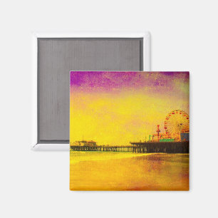 Geel Paars Santa Monica Pier Magneet