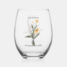 Geel Paarse bloemen Minimalistische bruiloft gewoo