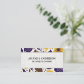 Geel Paarse bloemmotief Visitekaartje (Staand voorkant)