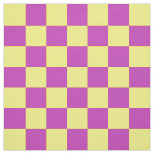 Geel Paarse Checker Patroon Textiel Stof