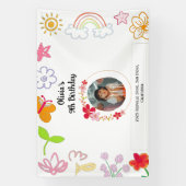 Geel & Paarse Kinderfeest Banner (Verticaal)