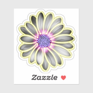 Geel & Paarse licht Effect Daisy Sticker