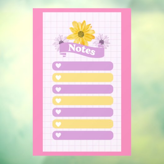 Geel Paarse meisjesbloembloesemharten Raamsticker (Vel 3)