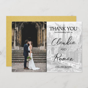 Geel Parijse paspoort Bedankkaart