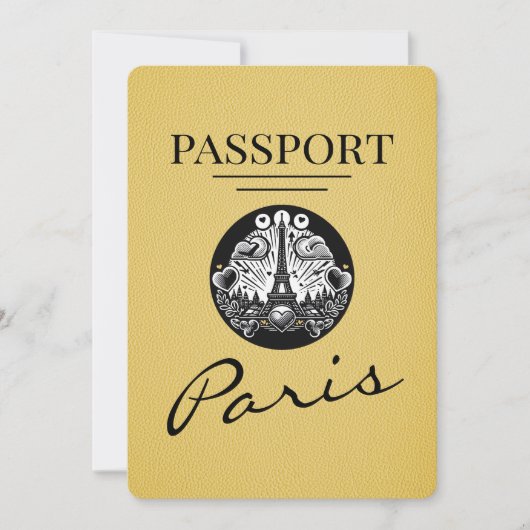Geel Parijse paspoort Bewaar de datum Save The Date (Voorkant)