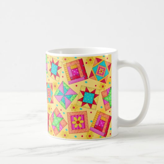 Geel patchwerk Quilt Design Mok (Rechts)