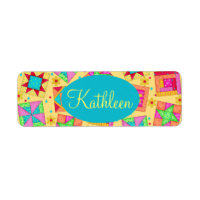 Geel patchwork Quilt Block Art Personalized