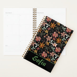Geel patroon botanische groene naam zwarte planner