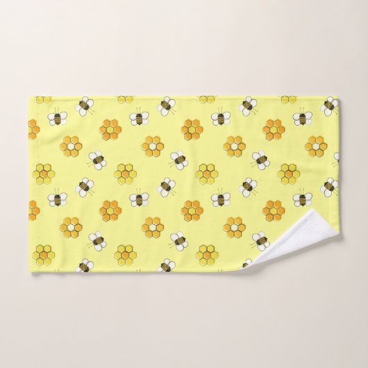 Geel patroon van de Retro Honey Bee Pattern Bad Handdoek (Handdoek)