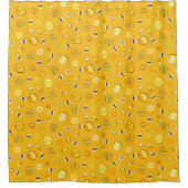 Geel patroon van de Retro Honey Bee Pattern Douchegordijn (Voorkant)