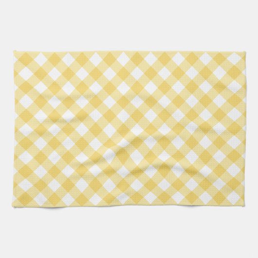 Geel patroonpatroon Gingham Theedoek (Horizontaal)