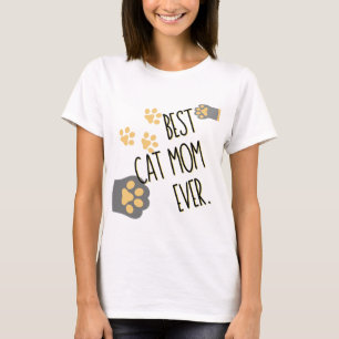Geel Paw Patroon Beste Kat Moeder Ooit T-shirt