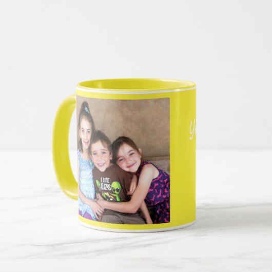 Geel personaliseer FOTO-TEMPLATE Gift Coffee-Mok Mok (Voorkant links)
