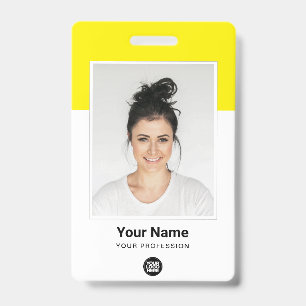 Geel personeelslid enorme foto QR-barcode logo naa Badge