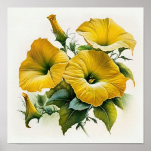 Geel Petunias Bloemenkunst Print Poster
