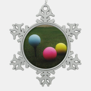GEEL, PINK EN BLAUWE Golfvallen Tin Sneeuwvlok Ornament