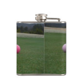 GEEL, PINK EN WITTE Golf Balls Heupfles (Achterkant)