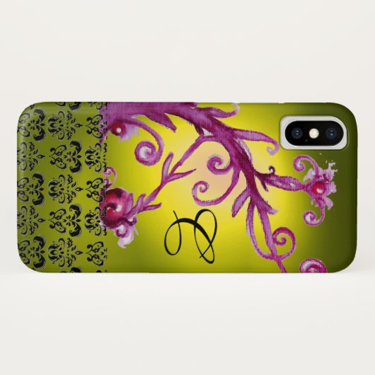 GEEL PINKSTROOMAFLORAAL ZWIRLS, BERRIE DAMASKMONOG Case-Mate iPhone CASE (Achterkant (horizontaal))