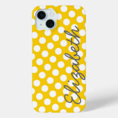 Geel pokadopatroon met grijze naam Case-Mate iPhone case (Achterkant)