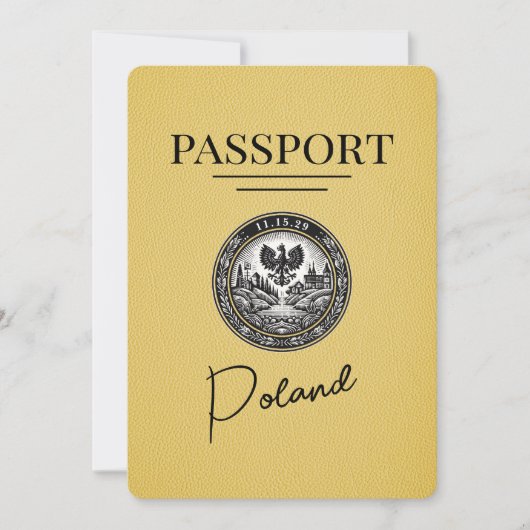 Geel Polen paspoort Bewaar de datum Save The Date (Voorkant)