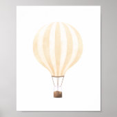 Geel Poster met Heete Luchtballon voor Kinderkamer (Voorkant)