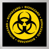 Geel Poster met het symbool voor het biogevaar (Voorkant)