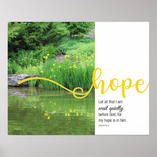 Geel Poster van de Irises Psalm 62:5 Hope (Voorkant)