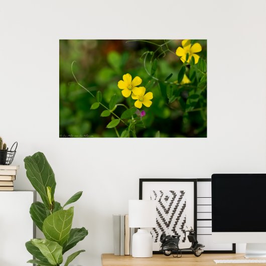 Geel Poster van Oxalis en Everduurzame erwten (Thuiskantoor)