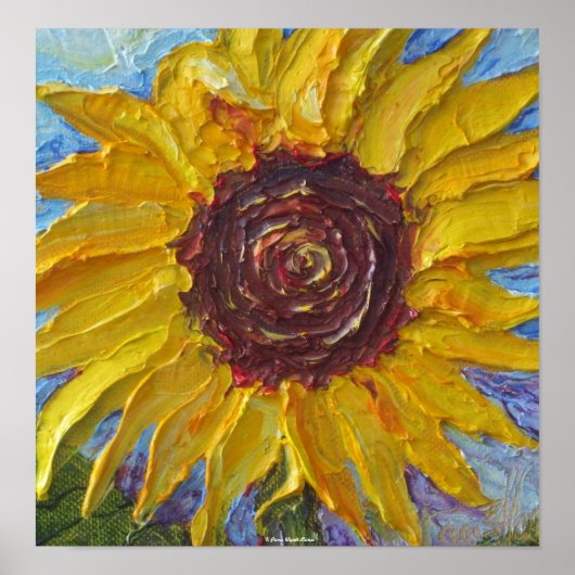 Geel Poster voor zonnebloempjes (Voorkant)