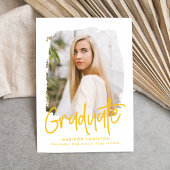 Geel | Preppy Script Photo Afstuderen Aankondiging